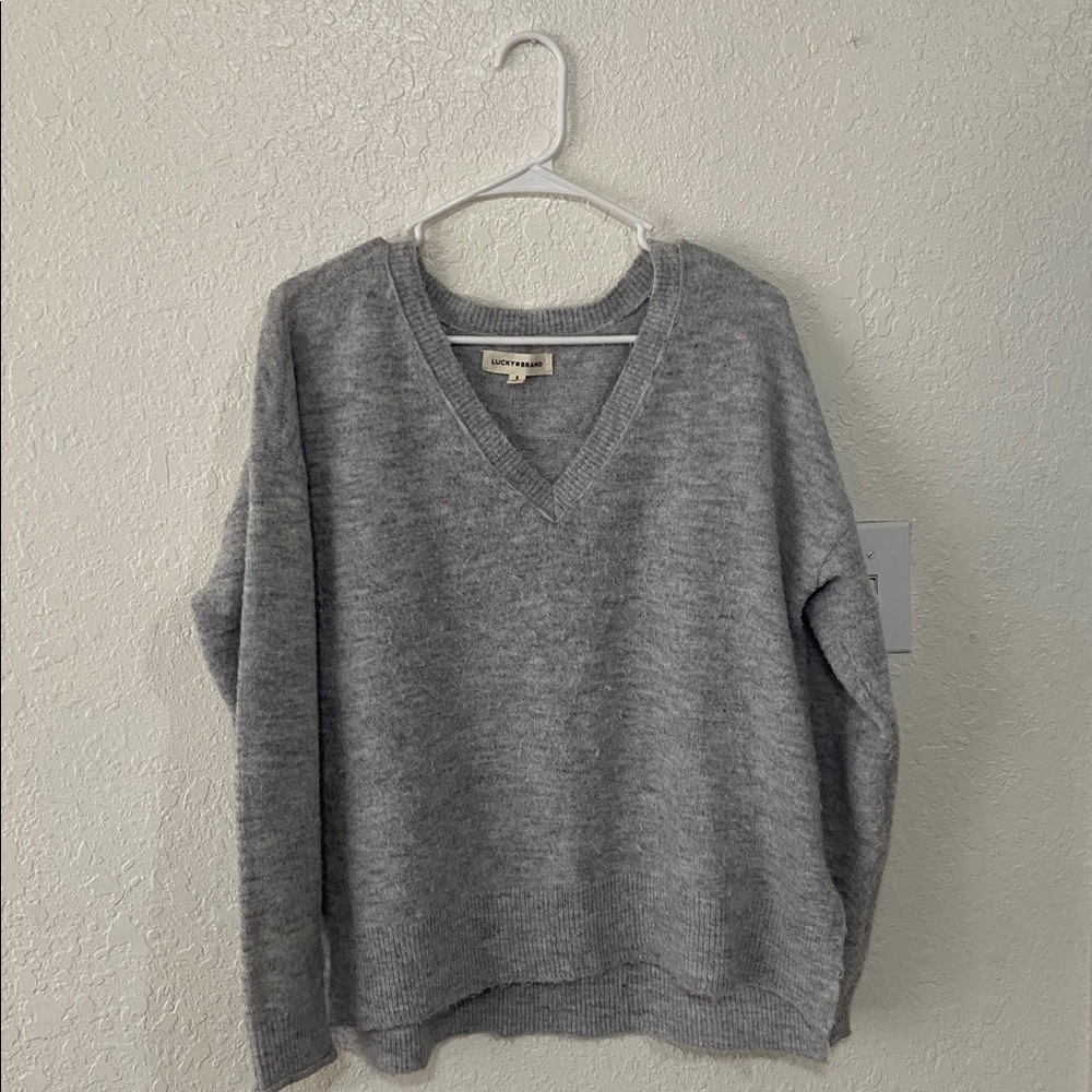 Lucky Brand Heather Gray V-Neck Sweater